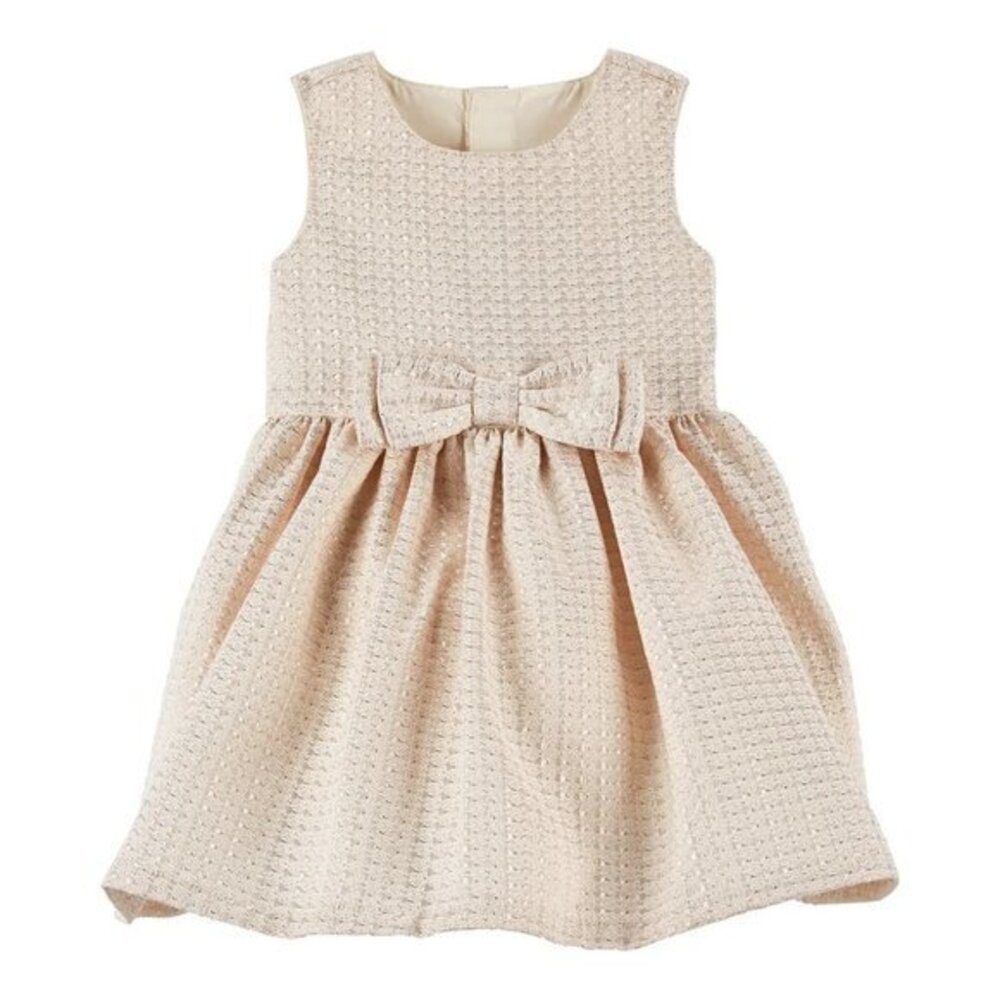 Carter's Baby Girl 6M Elegant Cream & Gold Jacquard Bow Dress Tulle Fancy Party